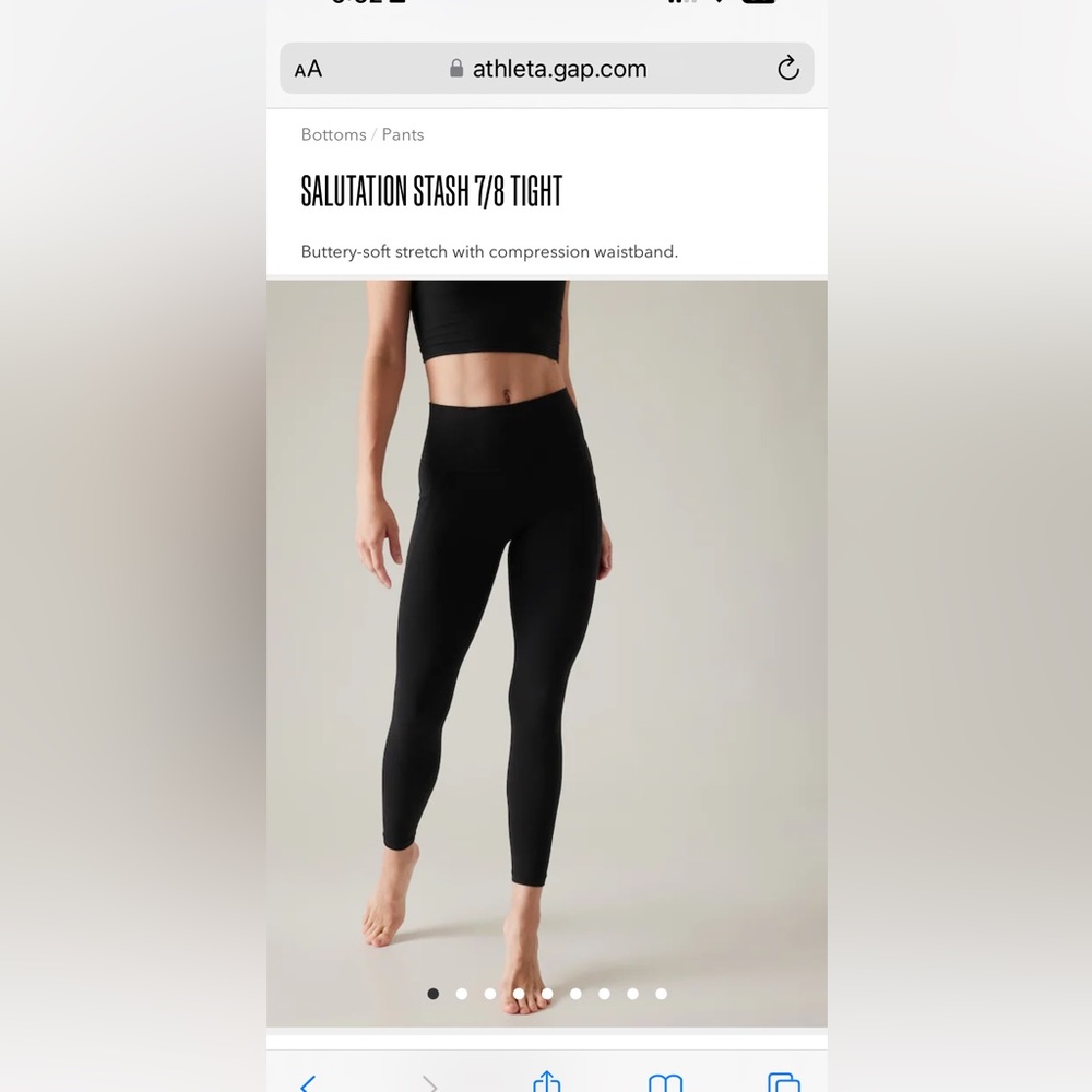 Athleta Salutation Stash Pocket II 7/8 Tight // Black